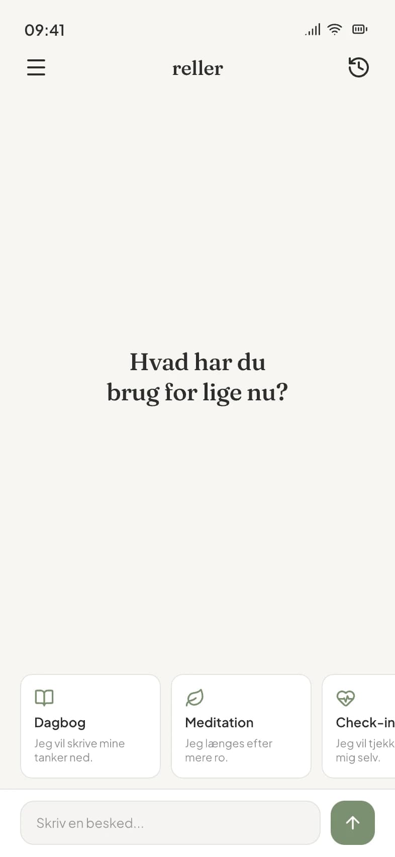 Reller app — Hvad har du brug for lige nu?